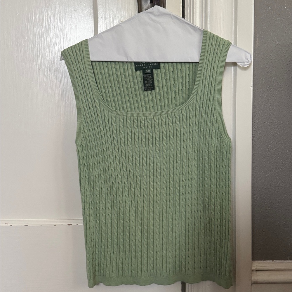 Ralph Lauren Light Green Cable Knit Sweater Set - Picture 2 of 5